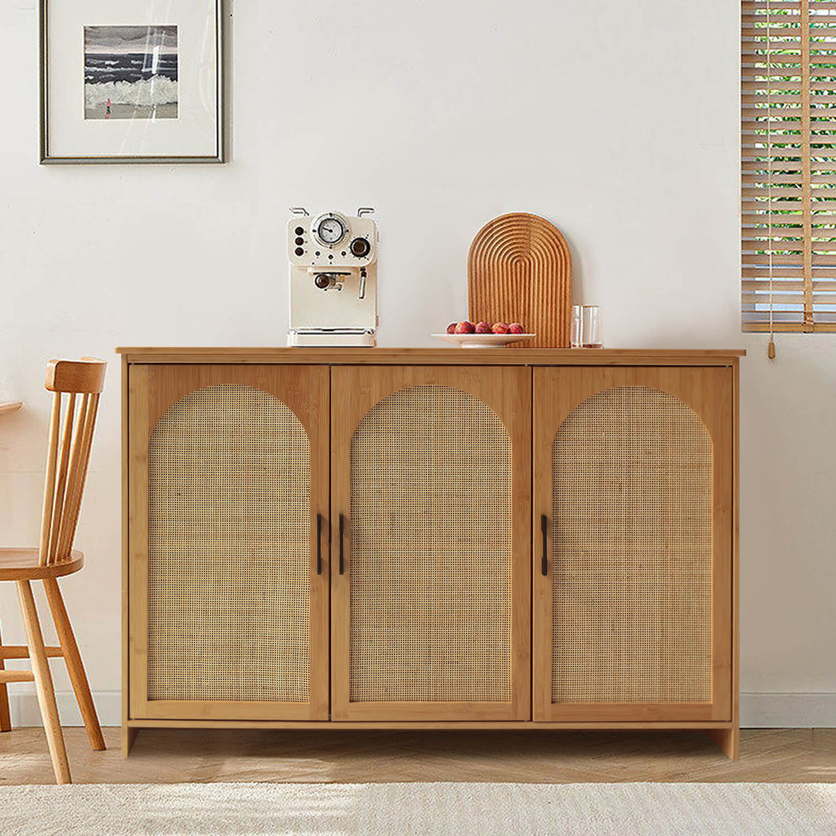 Bamboo Sideboard with Rattan Doors