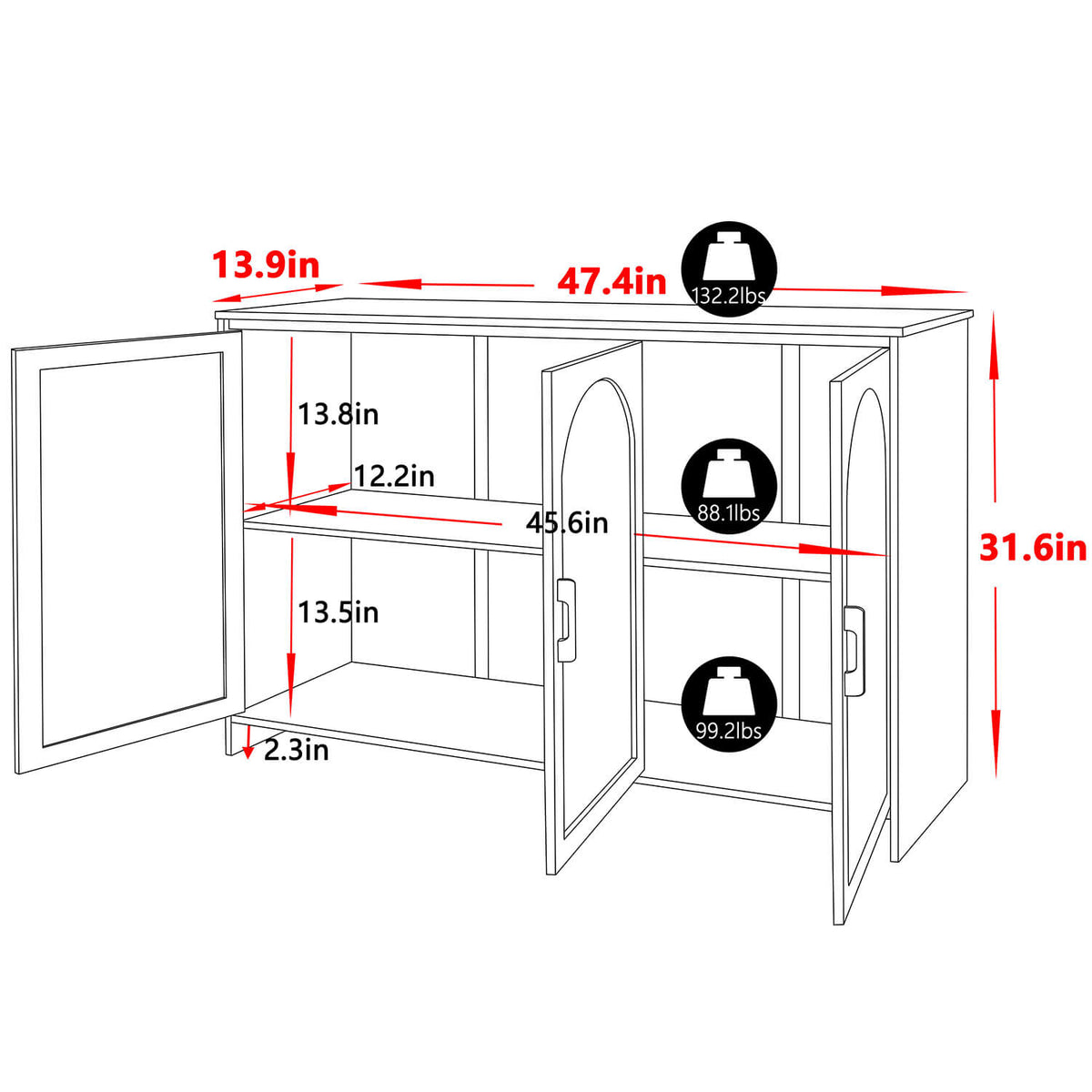 Natural rattan sideboard for kitchen