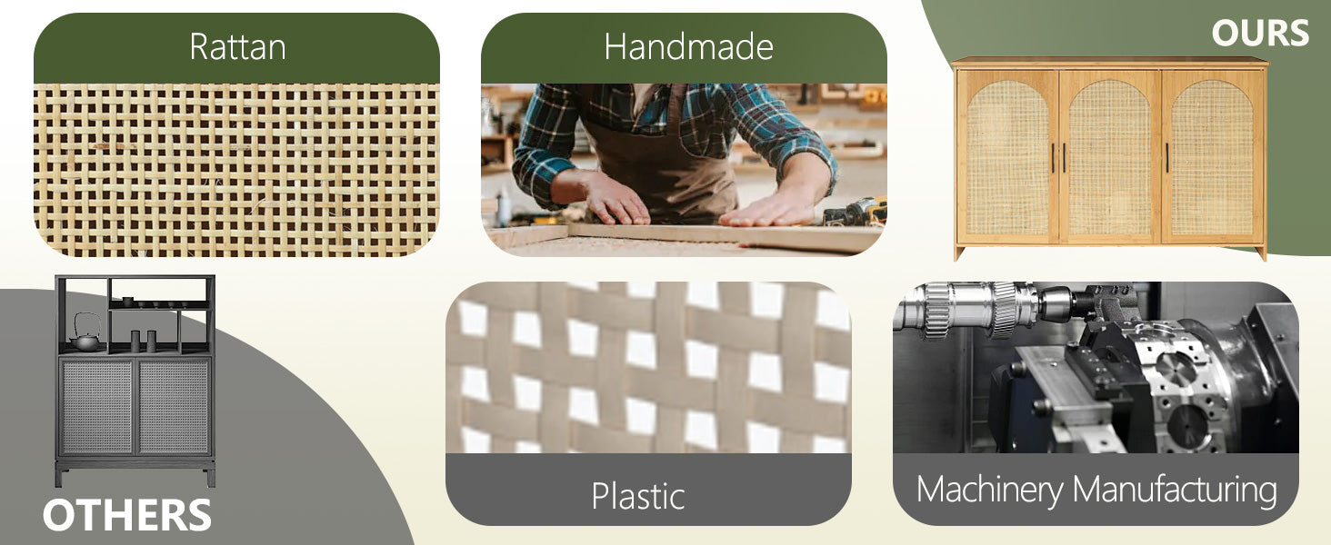 Rattan boho accent cabinet