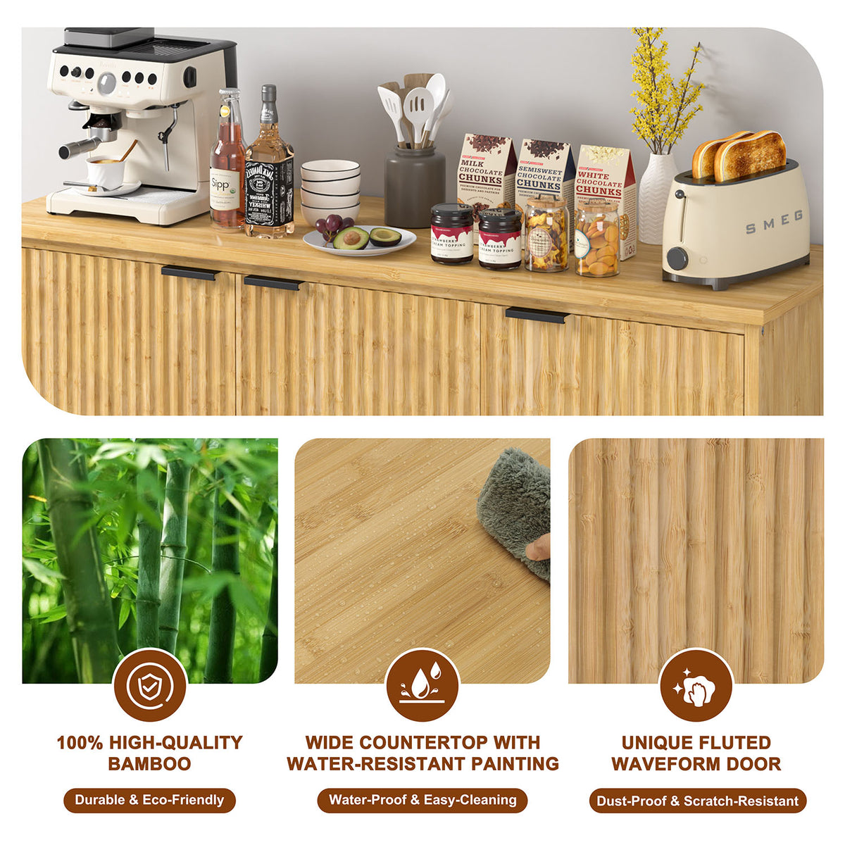 Fluted cabinet buffet