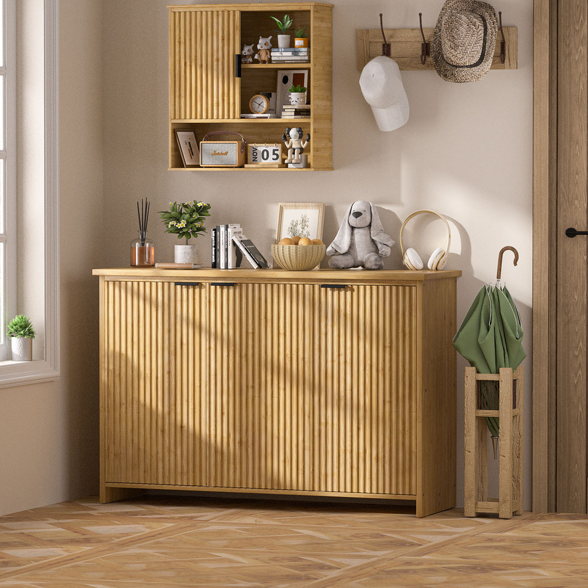 yellow buffet cabinet