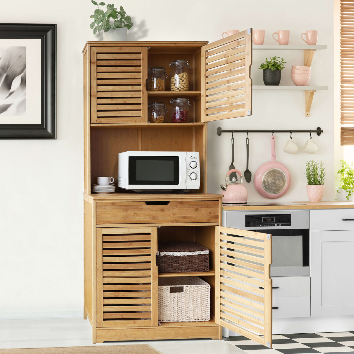 portable bamboo cabinet for kitchen