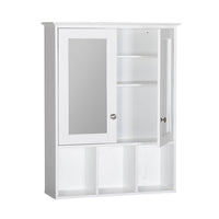 White wall-mounted cabinet with a glass door
