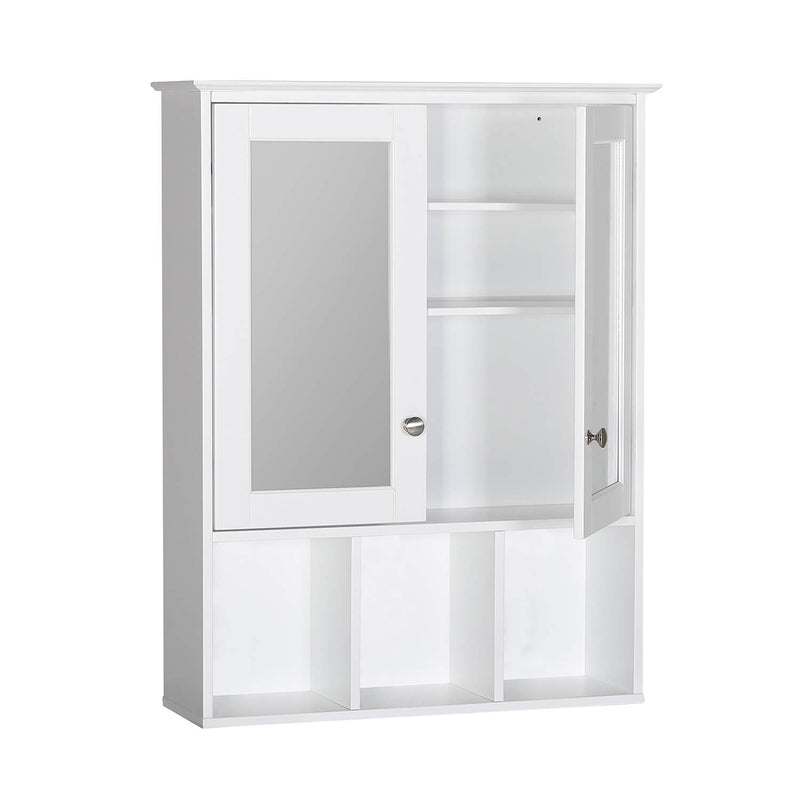 White wall-mounted cabinet with a glass door