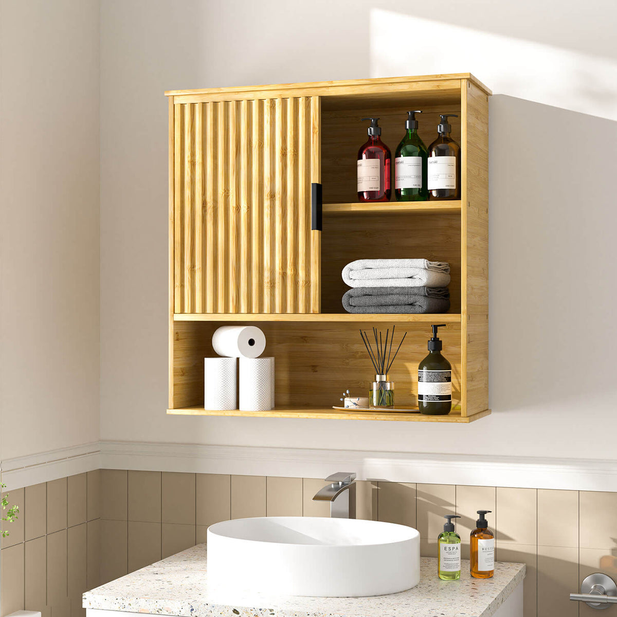 bamboo bathroom wall cabinet