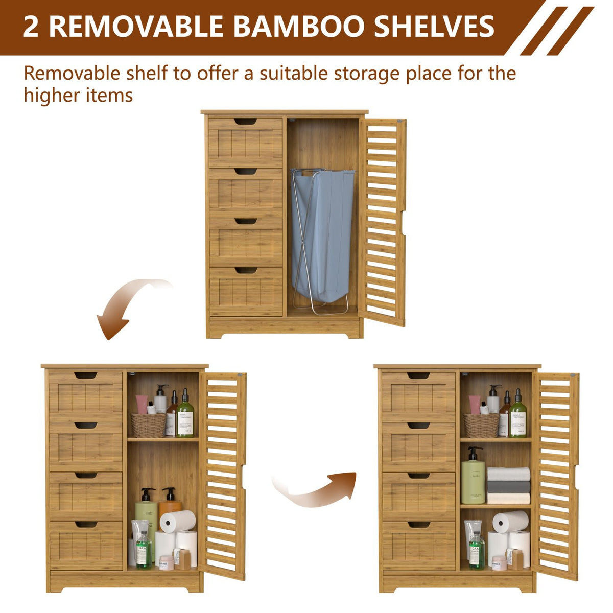 4 drawer bathroom cabinet with removable shelf