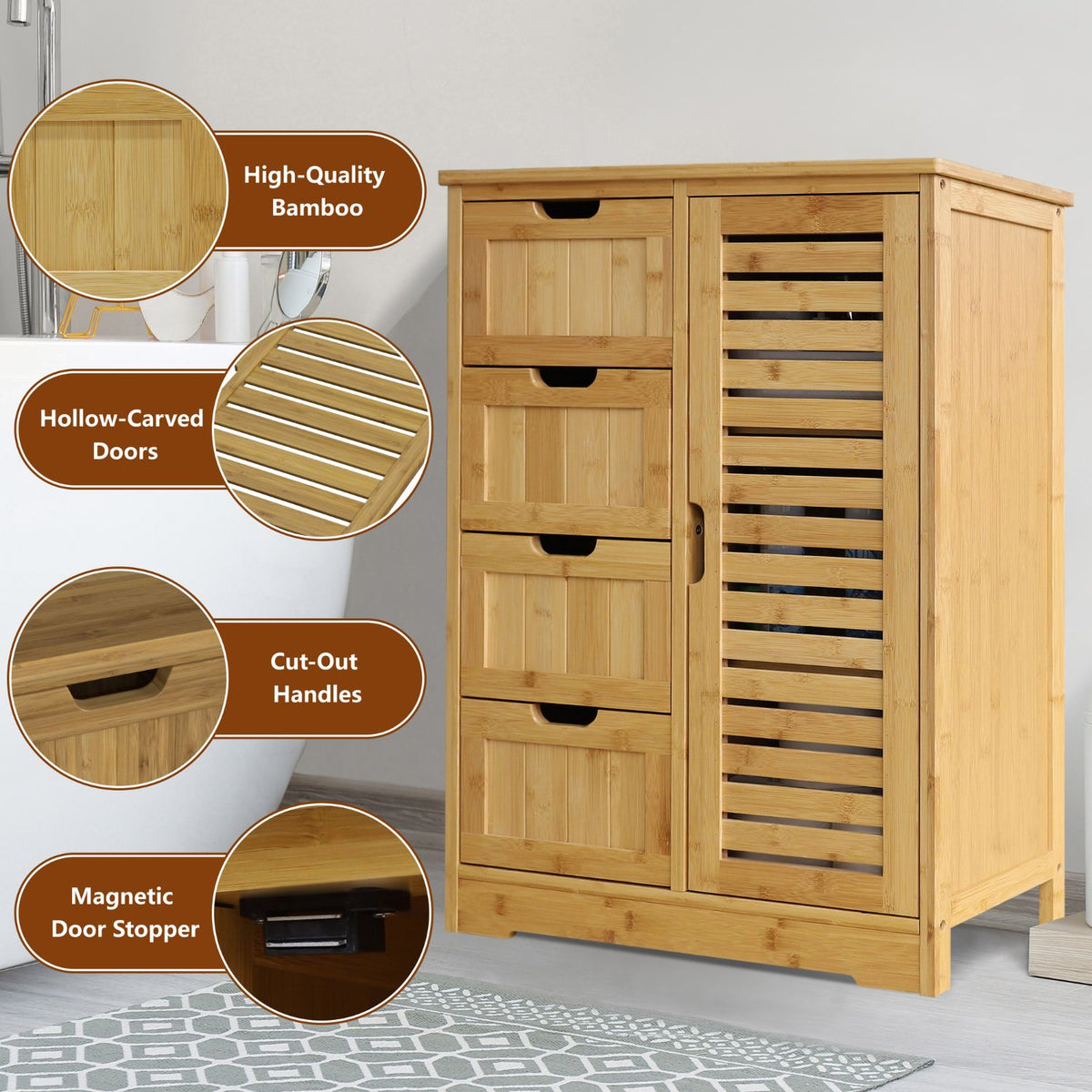 bamboo linen cabinet, easy assembled