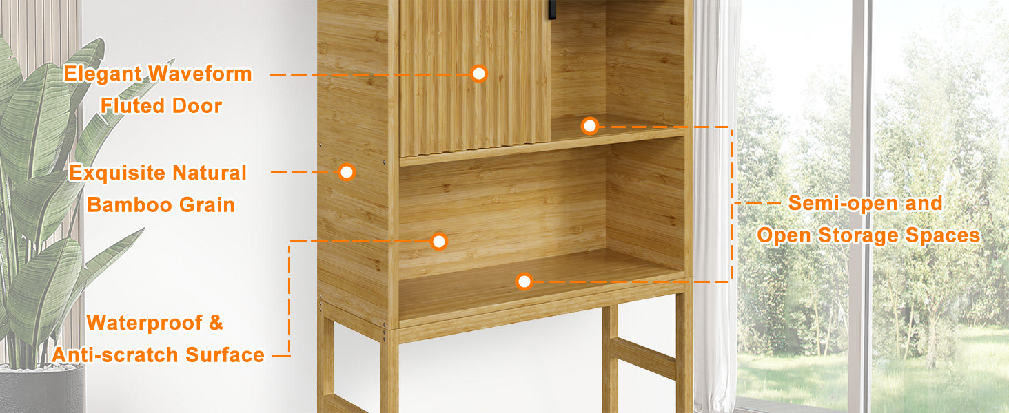 100% bamboo over the toilet storage