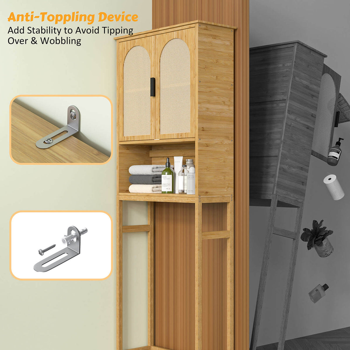 Anti-Toppling Over the Toilet Storage