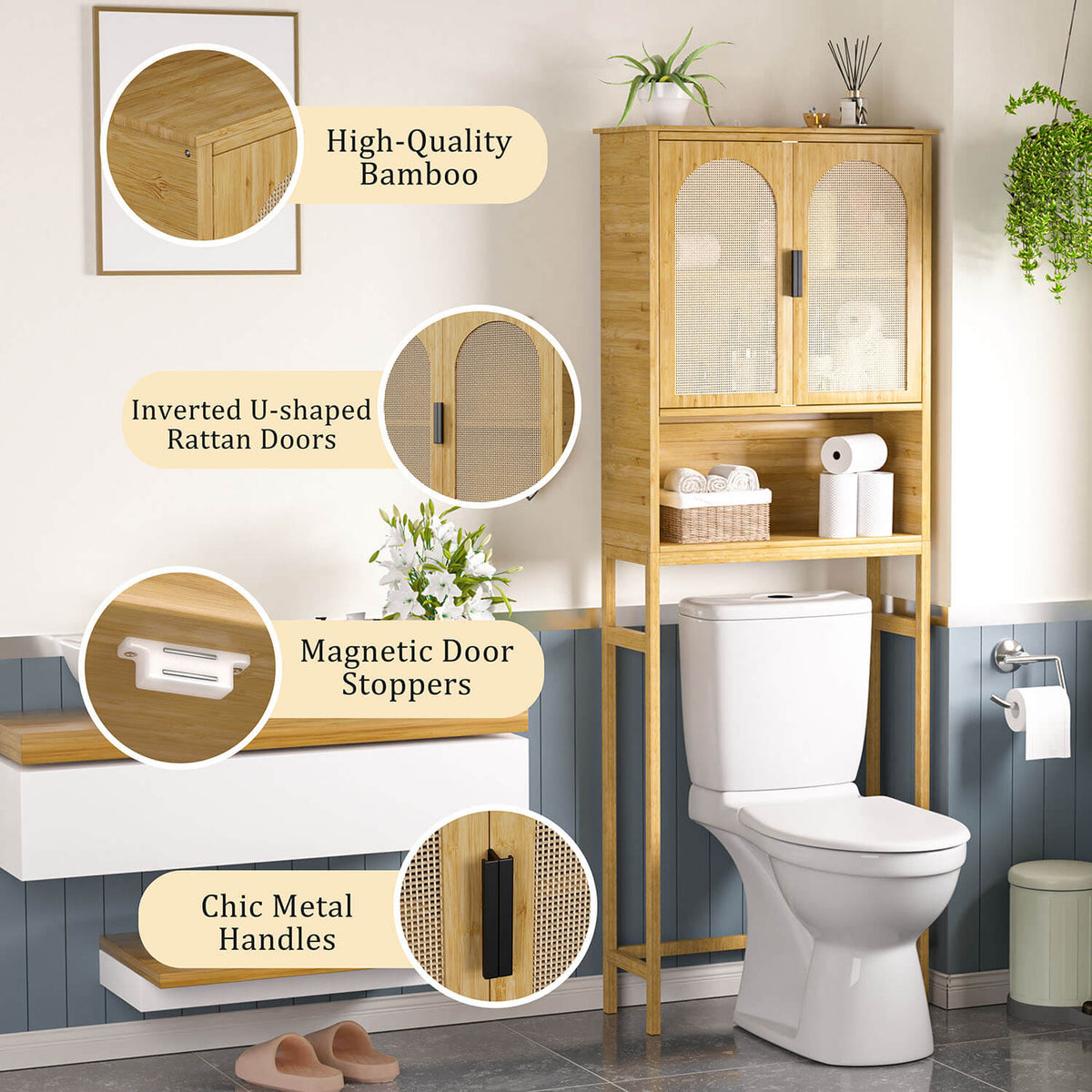 Above toilet cabinet for bathroom storage