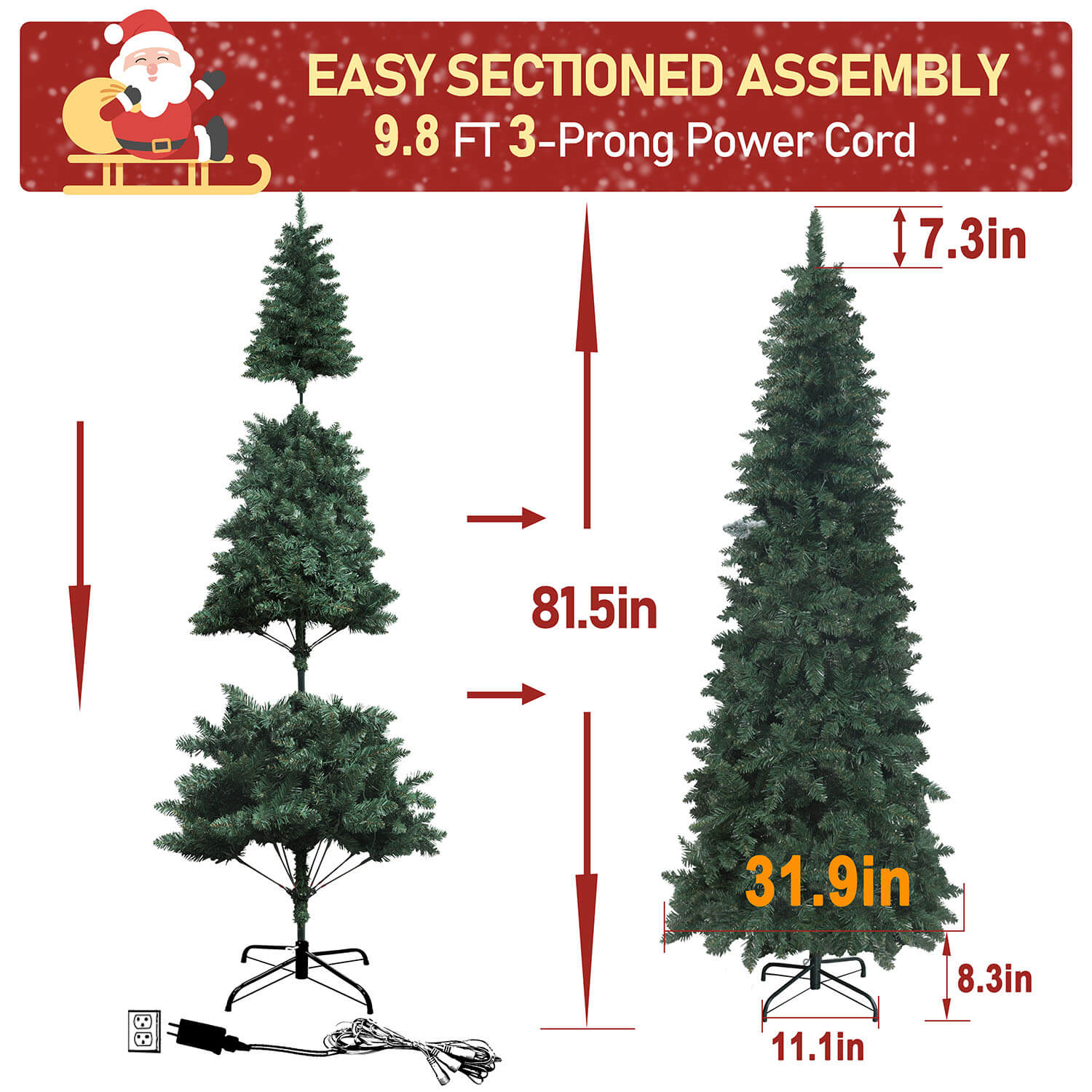 VEIKOUS Skinny Christmas Tree Pre-lit with Adjustable Lights – Veikous