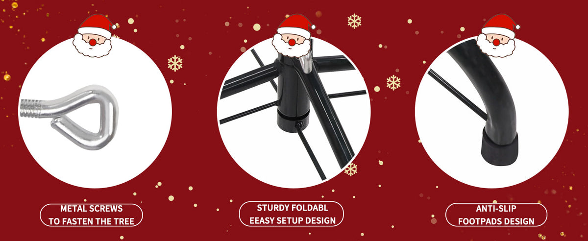 VEIKOUS Snow Flocked Christmas Tree with Lights, Artificial Xmas Tree with Metal Stand