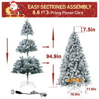 Snow Flocked Christmas Tree, 7ft