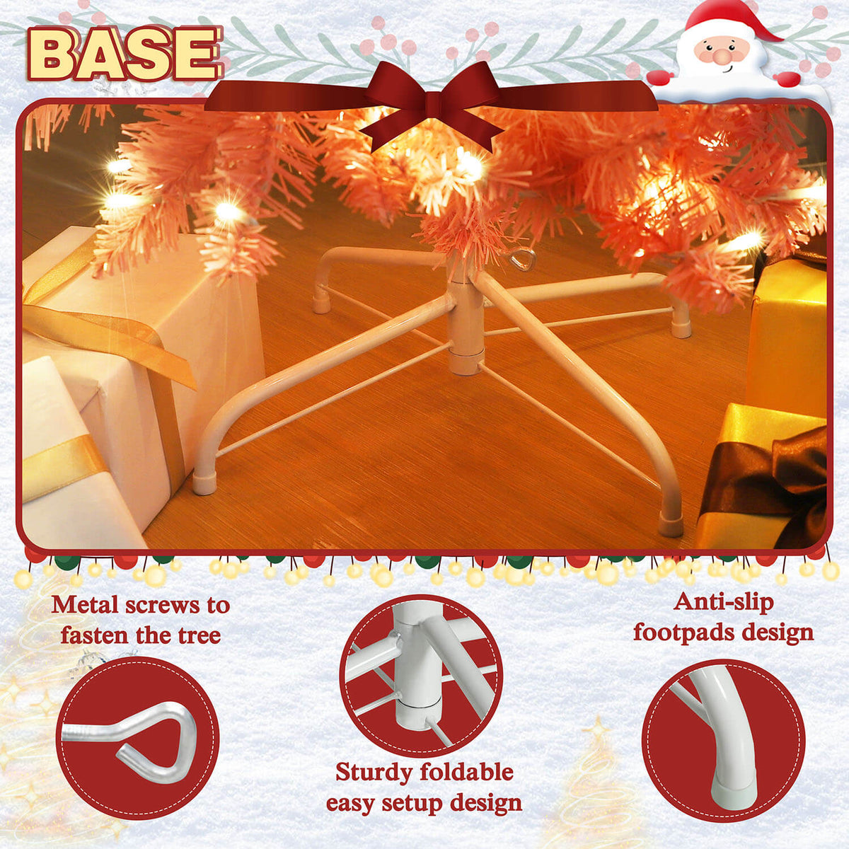 Thin christmas trees with metal stand