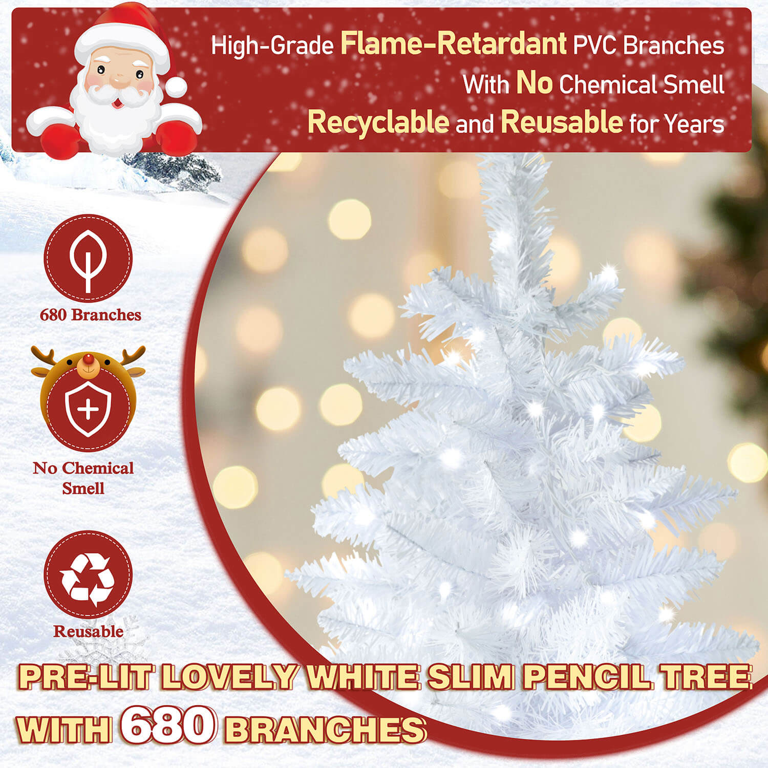 Artificial White Christmas Tree for Home Holiday Decor – Veikous