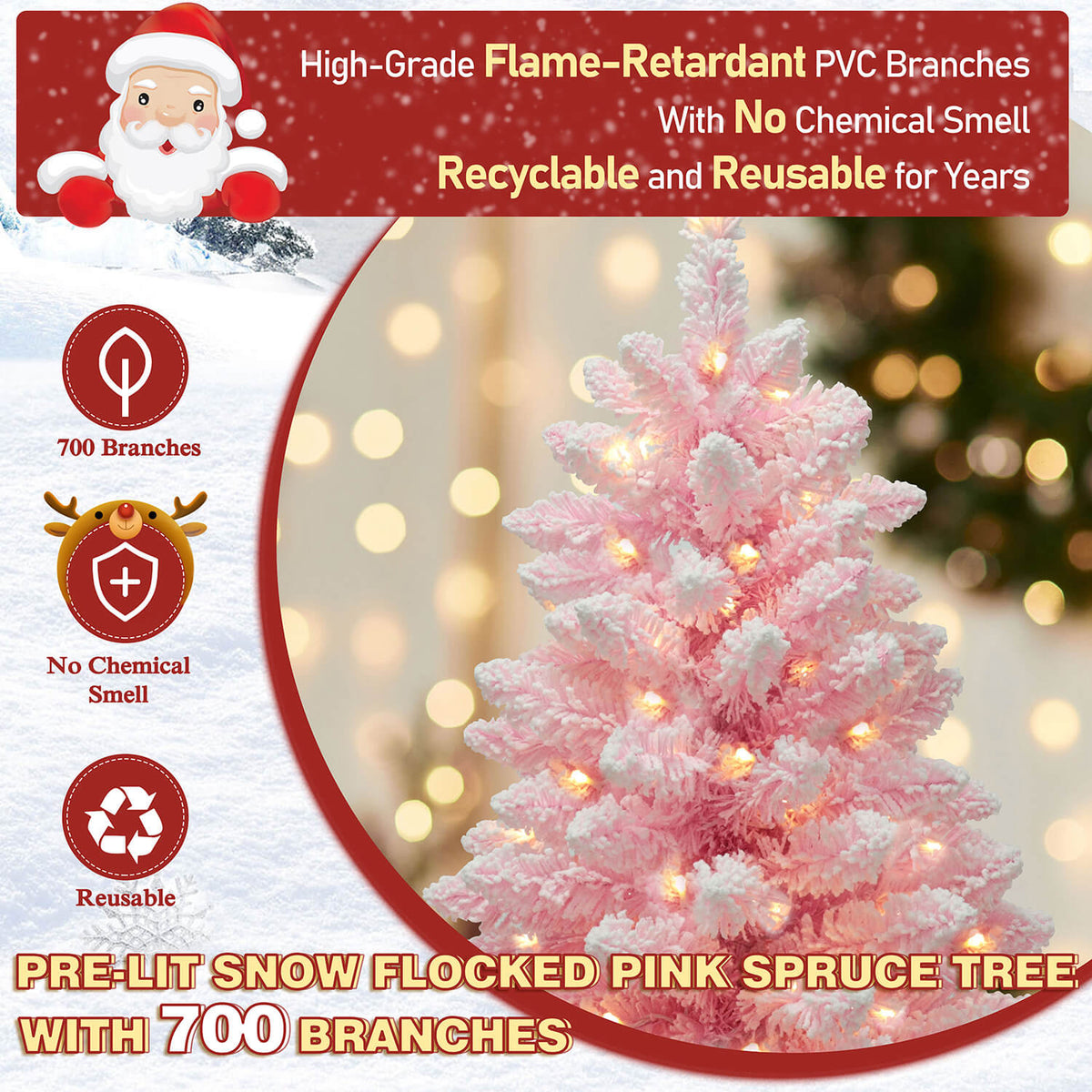 Light pink artificial christmas tree
