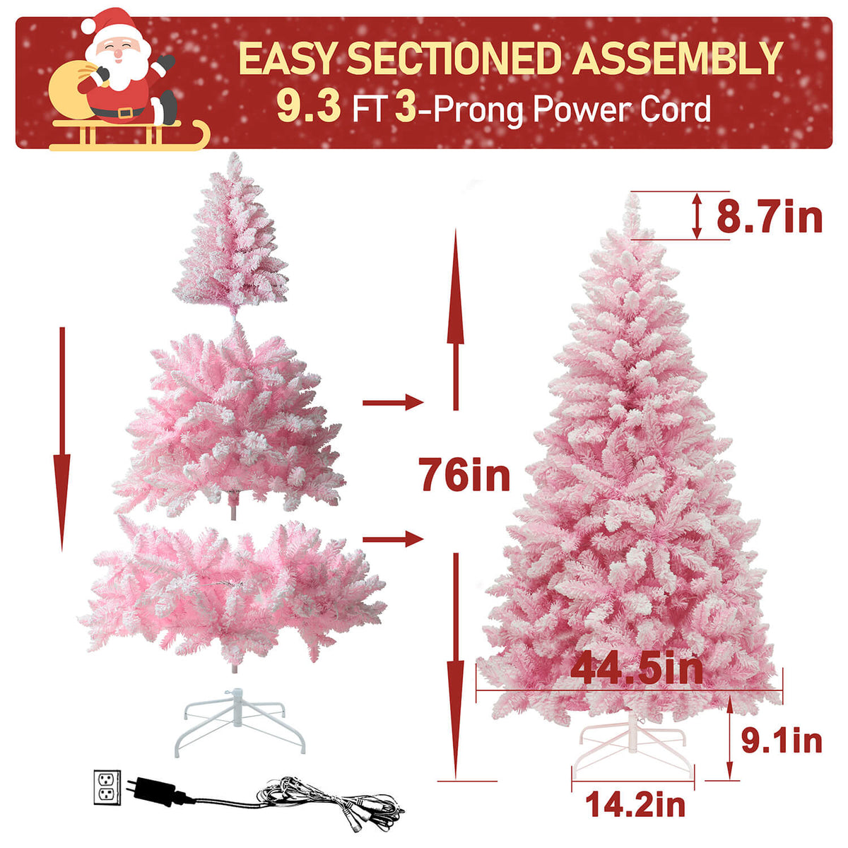 New pink flocking christmas tree