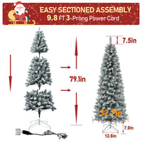 6ft flocked slim pre lit christmas tree