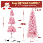 VEIKOUS 6ft Pre-Lit Pencil Christmas Tree, Slim Artificial Tree with Led Lights