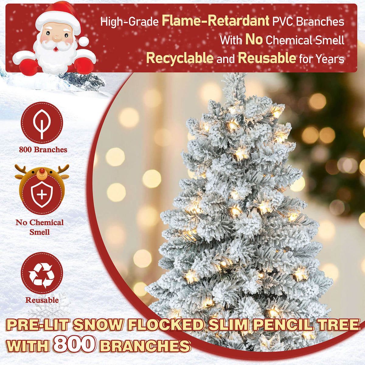Artificial snow christmas tree