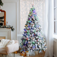 Snow Flocked Christmas Tree, Multi-Color