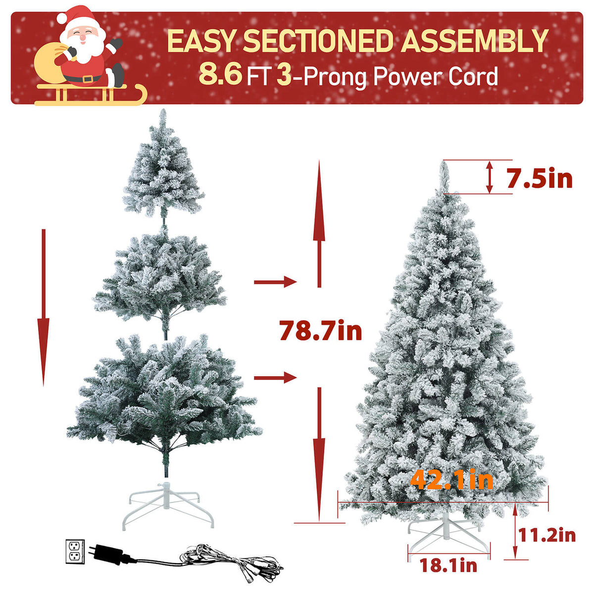 6FT flocked Christmas trees with lights