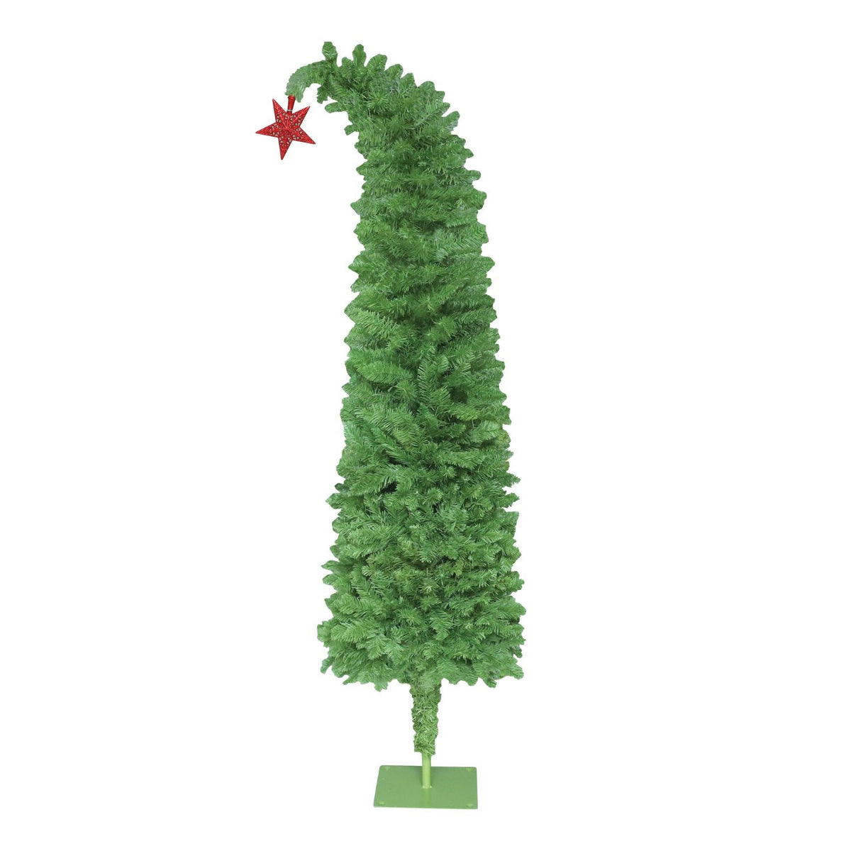 Green Artificial Bent Top Christmas Tree with Metal Stand