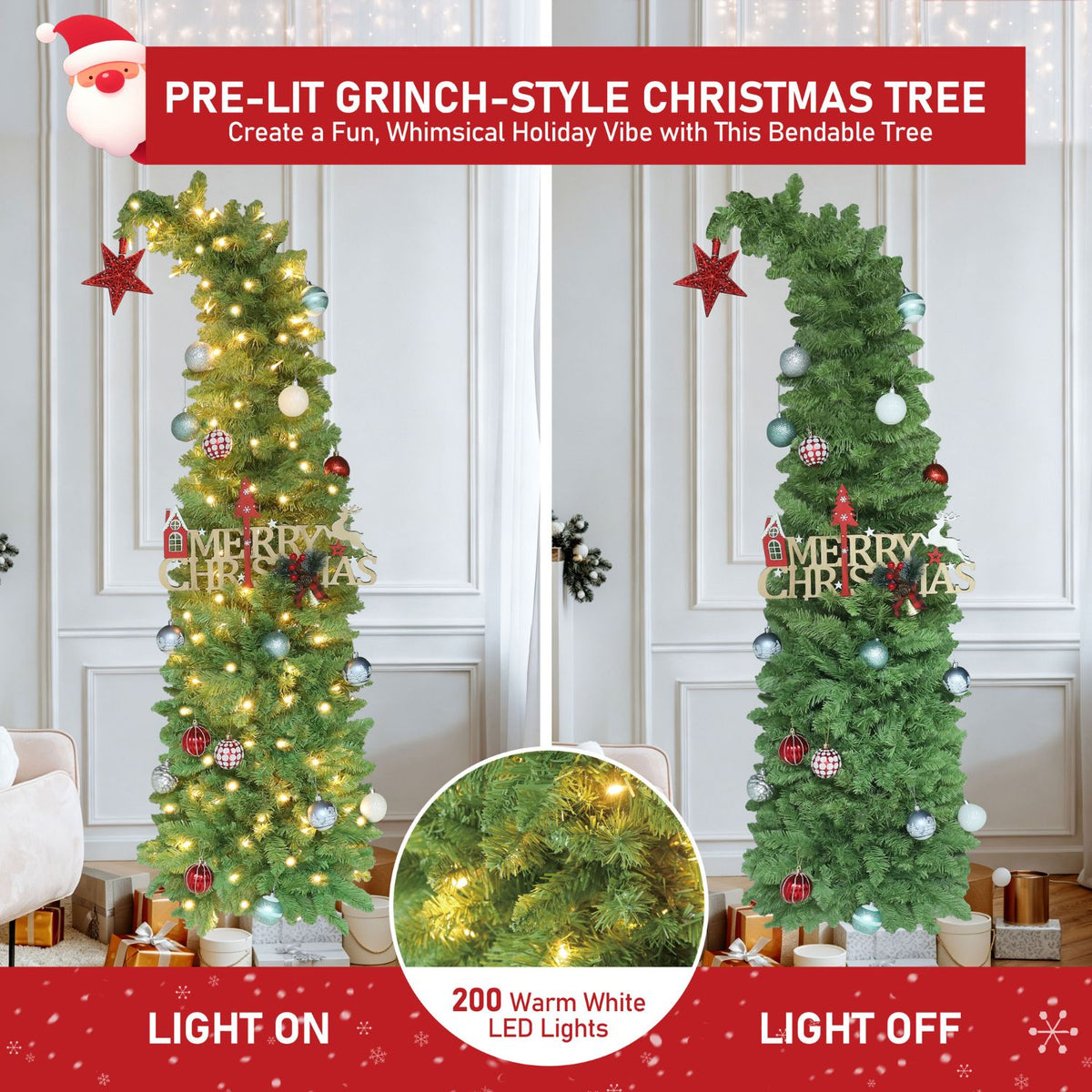 6FT Pencil Christmas Tree, Pre-Lit Artificial