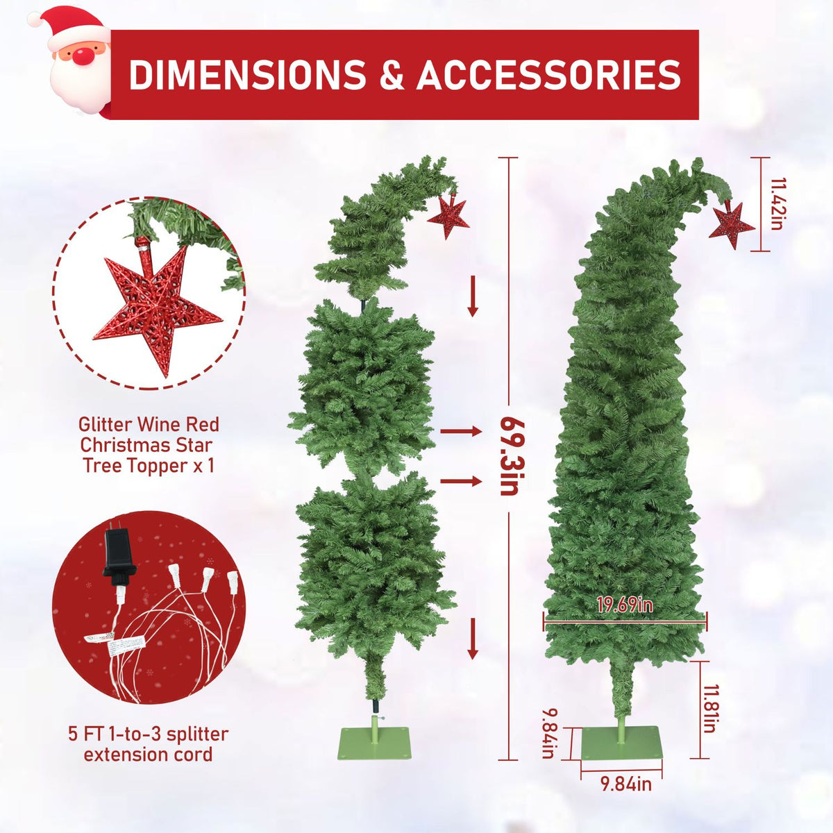 6FT artificial flocked tree with star