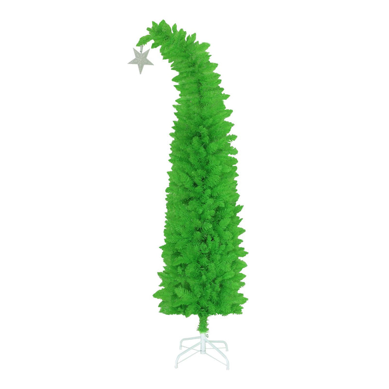 Green Artificial Bent Top Christmas Tree with Metal Stand