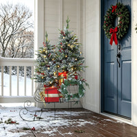 Veikous 4FT Christmas Tree with Sleigh Base, Pre-Lit Artificial Xmas Trees with Lights for Home, Office