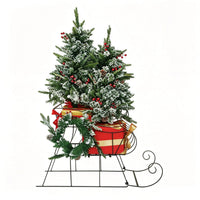 Veikous 4FT Christmas Tree with Sleigh Base, Pre-Lit Artificial Xmas Trees with Lights for Home, Office