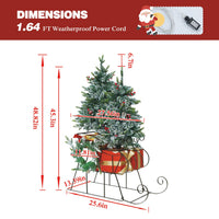 Veikous 4FT Christmas Tree with Sleigh Base, Pre-Lit Artificial Xmas Trees with Lights for Home, Office