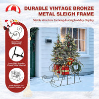 Veikous 4FT Christmas Tree with Sleigh Base, Pre-Lit Artificial Xmas Trees with Lights for Home, Office