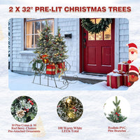 Veikous 4FT Christmas Tree with Sleigh Base, Pre-Lit Artificial Xmas Trees with Lights for Home, Office