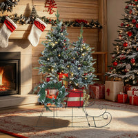 Veikous 4FT Christmas Tree with Sleigh Base, Pre-Lit Artificial Xmas Trees with Lights for Home, Office