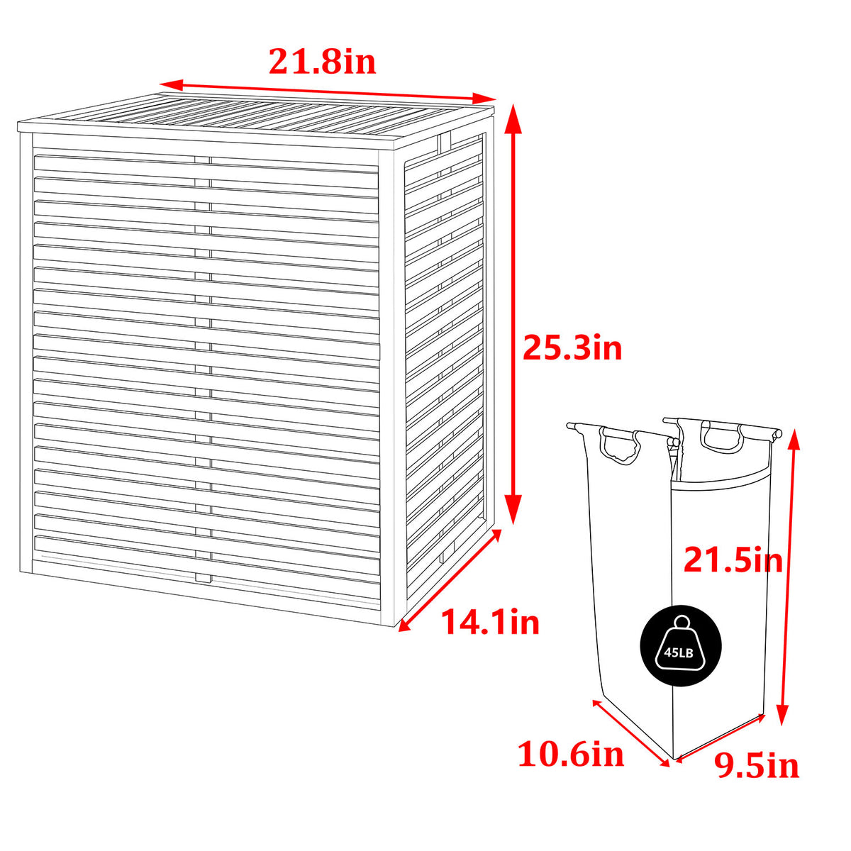 hamper with laundry bag