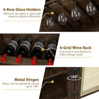 Coffee Bar Storage Cabinet with Glass Holders and Wine Rack