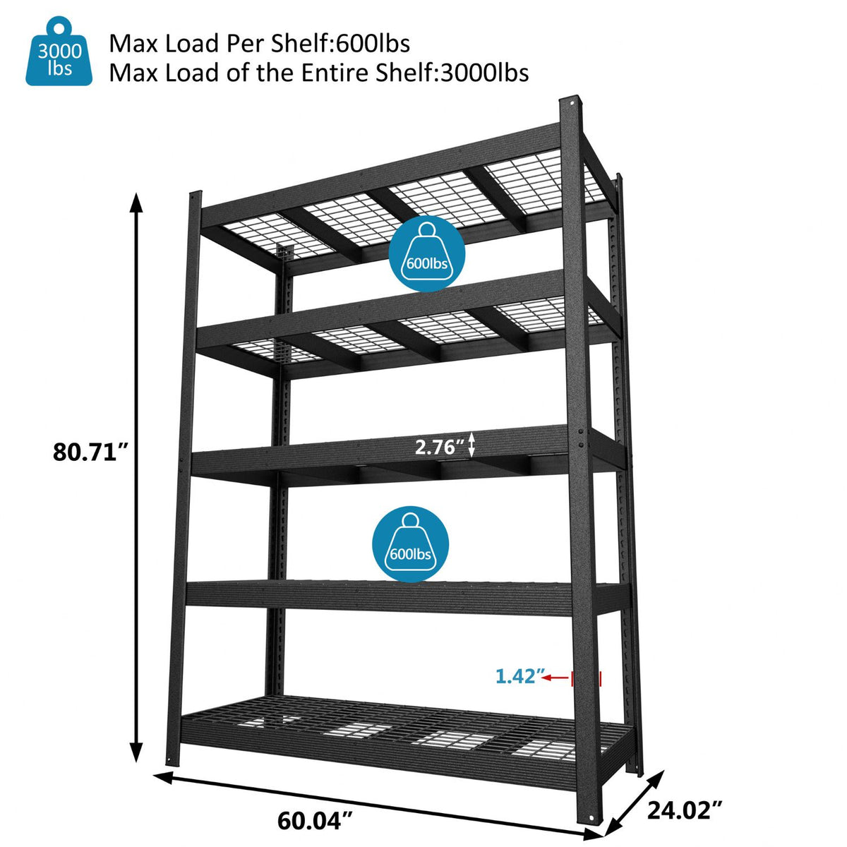 3000 LBS Steel Shelving from Veikous