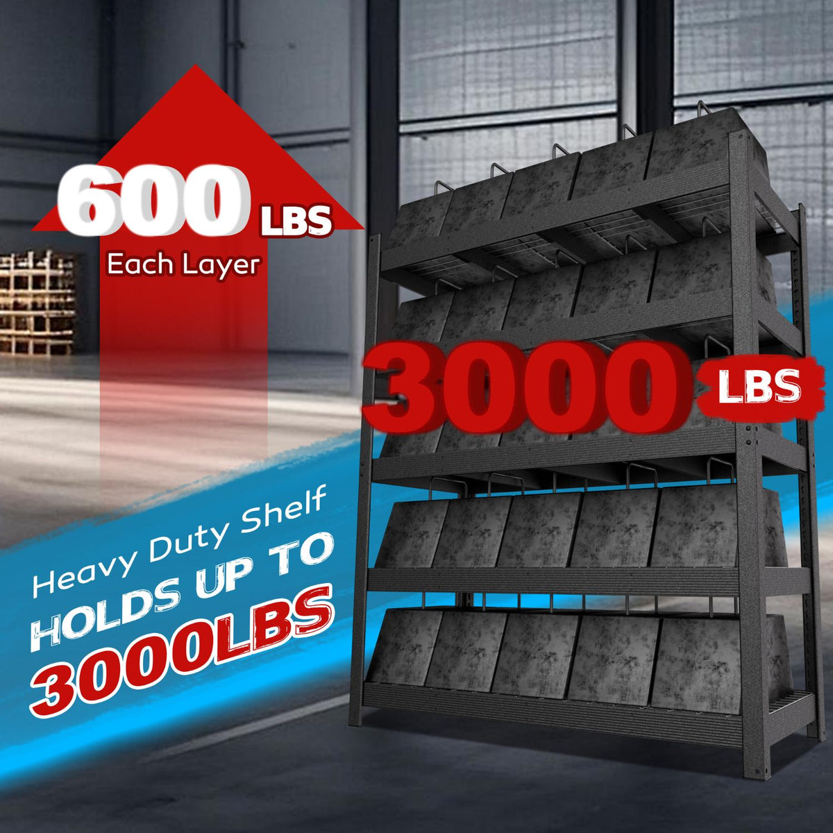 3000 LBS Capacity Metal Storage Rack