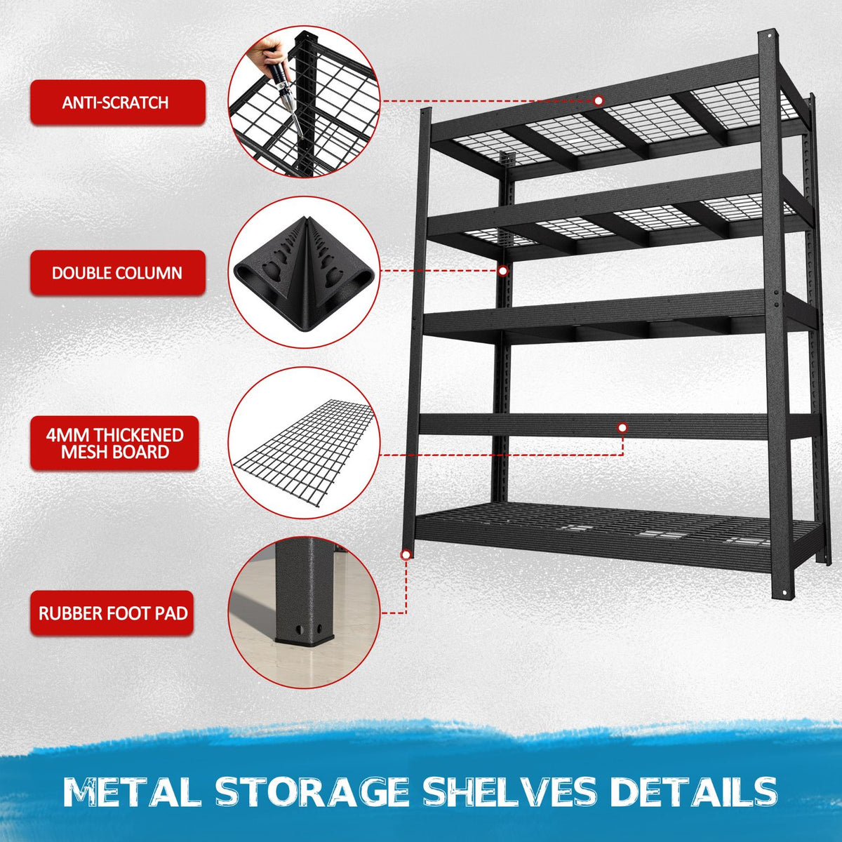 5-Tier Industrial Metal Shelving Unit