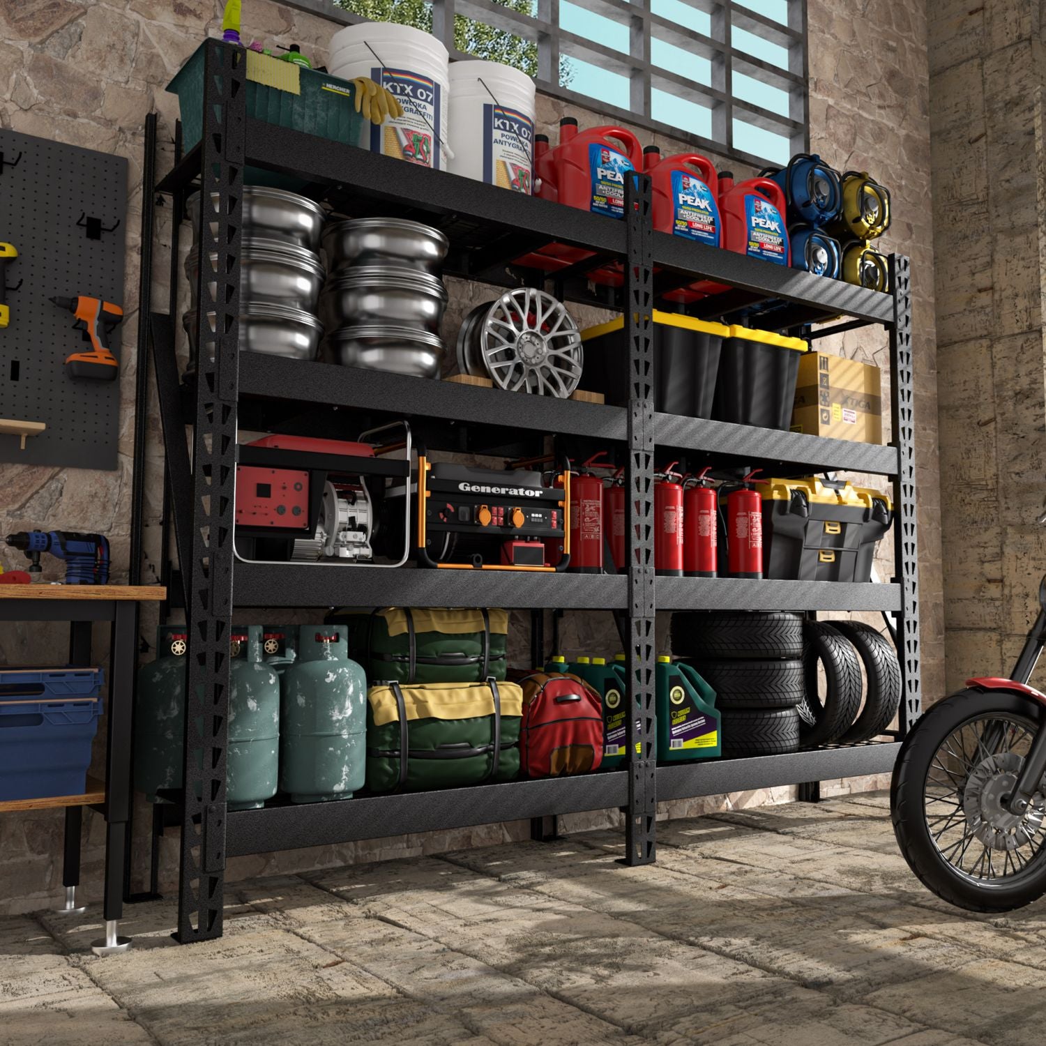 Heavy Duty Metal Garage Shelving Unit, 4-Tier Adjustable – Veikous