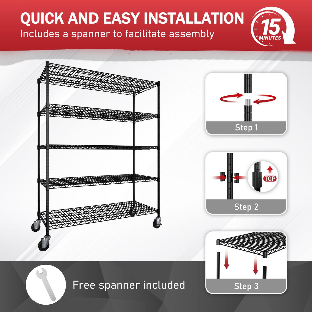 Easy Assembly Storage Shelves for Kitchen 