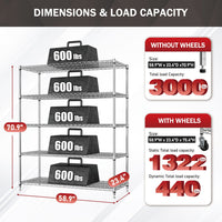 58.9"W x 23.4"D x 70.9"H Shelving Unit