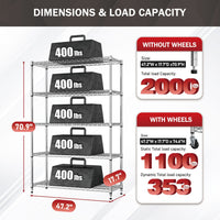 47.2"W x 17.7"D x 70.9"H Shelving Unit