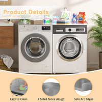 This laundry countertop has a three-sided fence design and curved edges