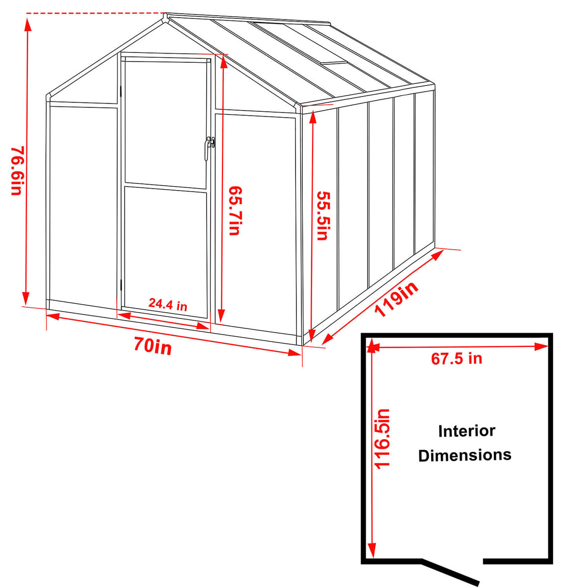 6 x 10 Walk in Polycarbonate Greenhouse 