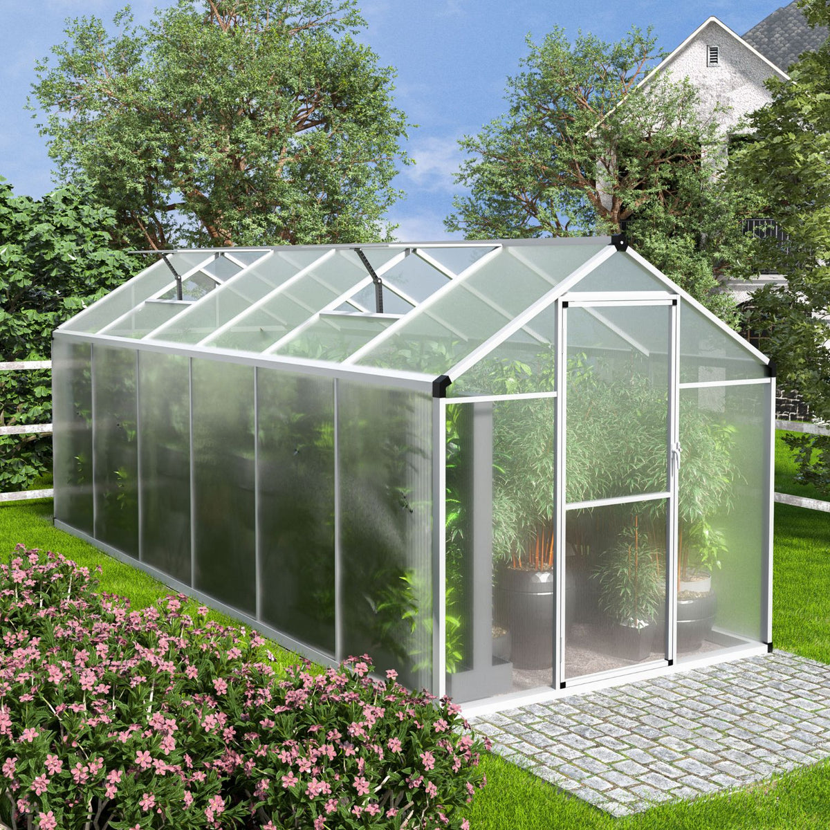 Polycarbonate Greenhouses for Backyard, White