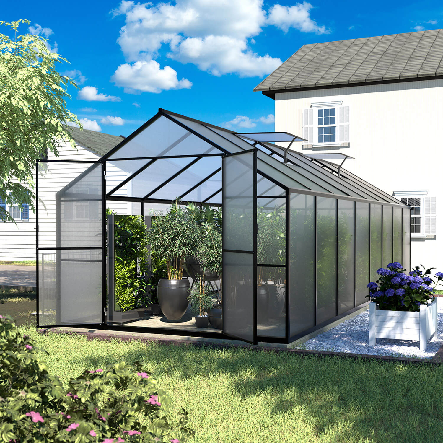 VEIKOUS Polycarbonate Greenhouse, Aluminium Greenhouse Kit – Veikous