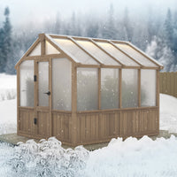 VEIKOUS 6 x 8 Wooden Greenhouse, Walk-in Greenhouse with Ventilated Window and Lockable Door, 6 x 12